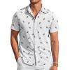 COOFANDY Mens Casual Wrinkle Free Shirts Short Sleeve Button Down Summer Stretch Dress Shirt(White Full Shark)