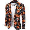 COOFANDY Men’s Christmas Blazer Jacket One Button Halloween Sport Coat Christmas Party Holiday Jacket(Halloween Blazer – Pumpkin & Bat)