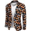COOFANDY Men’s Christmas Blazer Jacket One Button Halloween Sport Coat Christmas Party Holiday Jacket(Halloween Blazer – Pumpkin & Skull)