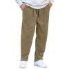 COOFANDY Men’s Corduroy Pants Elastic Waist Drawstring Harem Pants Fashion Loose Casual Long Trousers with 4 Pockets(Dark Khaki)