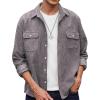 COOFANDY Men’s Corduroy Shirt Casual Button Down Shirt Jacket Lightweight Shacket(Dark Grey)