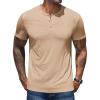 COOFANDY Mens Cotton Henley T-Shirts Short Sleeve Button Casual Basic Tees Work Shirts with Split Side(Apricot)