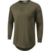 COOFANDY Mens Cotton Hipster Hip Hop Longline Crewneck T Shirts Casual Long Sleeve Tees Curved Hem Gym Shirts(One Piece- Army Green)