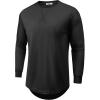 COOFANDY Mens Cotton Hipster Hip Hop Longline Crewneck T Shirts Casual Long Sleeve Tees Curved Hem Gym Shirts(One Piece- Black)