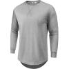 COOFANDY Mens Cotton Hipster Hip Hop Longline Crewneck T Shirts Casual Long Sleeve Tees Curved Hem Gym Shirts(One Piece- Dark Grey)