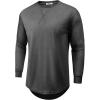 COOFANDY Mens Cotton Hipster Hip Hop Longline Crewneck T Shirts Casual Long Sleeve Tees Curved Hem Gym Shirts(One Piece- Grey)