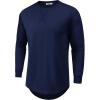 COOFANDY Mens Cotton Hipster Hip Hop Longline Crewneck T Shirts Casual Long Sleeve Tees Curved Hem Gym Shirts(One Piece- Navy Blue)