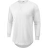 COOFANDY Mens Cotton Hipster Hip Hop Longline Crewneck T Shirts Casual Long Sleeve Tees Curved Hem Gym Shirts(One Piece- White)