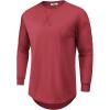 COOFANDY Mens Cotton Hipster Hip Hop Longline Crewneck T Shirts Casual Long Sleeve Tees Curved Hem Gym Shirts(One Piece- Wine Red)