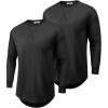 COOFANDY Mens Cotton Hipster Hip Hop Longline Crewneck T Shirts Casual Long Sleeve Tees Curved Hem Gym Shirts(Two Pack- Black + Black)