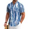 COOFANDY Men’s Cotton Linen Henley Shirt Short Sleeve Hippie Casual Beach T-Shirts with Pocket(Blue Tie-dye)