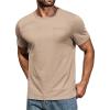 COOFANDY Men’s Cotton Pocket Tee Shirts Soft Crew Neck Stretch T Shirt Plain Casual Short Sleeve Summer Basic Tops(1 Pack- Khaki)