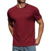 COOFANDY Men’s Cotton Pocket Tee Shirts Soft Crew Neck Stretch T Shirt Plain Casual Short Sleeve Summer Basic Tops(1 Pack- Wine Red)