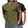 COOFANDY Men’s Cotton Pocket Tee Shirts Soft Crew Neck Stretch T Shirt Plain Casual Short Sleeve Summer Basic Tops(2 Pack(black+army Green))