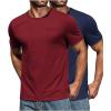 COOFANDY Men’s Cotton Pocket Tee Shirts Soft Crew Neck Stretch T Shirt Plain Casual Short Sleeve Summer Basic Tops(2 Pack(wine Red+navy Blue))