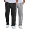 COOFANDY Men’s Cotton Sweatpants Open Bottom Lounge Pants Lightweight Casual Jogger Pants with Pockets(2 Pack: Black/Grey)