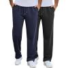 COOFANDY Men’s Cotton Sweatpants Open Bottom Lounge Pants Lightweight Casual Jogger Pants with Pockets(2 Pack: Black/Navy Blue)