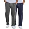 COOFANDY Men’s Cotton Sweatpants Open Bottom Lounge Pants Lightweight Casual Jogger Pants with Pockets(2 Pack: Dark Grey/Navy Blue)