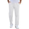 COOFANDY Men’s Cotton Sweatpants Open Bottom Lounge Pants Lightweight Casual Jogger Pants with Pockets(White)