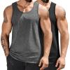 COOFANDY Mens Cotton Tank Tops Summer Beach Sleeveless Muscle Shirts Gym Workout Running Tank Shirt Pack(Black+dark Grey)