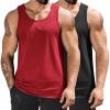 COOFANDY Mens Cotton Tank Tops Summer Beach Sleeveless Muscle Shirts Gym Workout Running Tank Shirt Pack(Black+red)