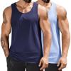 COOFANDY Mens Cotton Tank Tops Summer Beach Sleeveless Muscle Shirts Gym Workout Running Tank Shirt Pack(Navy Blue+lgiht Blue)