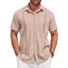 COOFANDY Mens Cuban Guayabera Shirt Short Sleeve Linen Button Down Shirts Casual Summer Beach Tops(Apricot)