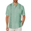COOFANDY Mens Cuban Guayabera Shirt Short Sleeve Linen Button Down Shirts Casual Summer Beach Tops(Ice Green)