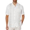 COOFANDY Mens Cuban Guayabera Shirt Short Sleeve Linen Button Down Shirts Casual Summer Beach Tops(White)