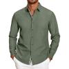 COOFANDY Men’s Denim Shirts Long Sleeve Button Down Shirts for Men Untucked Shirts, Army Green, Large