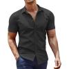 COOFANDY Men’s Dress Shirt Short Sleeve Button Down Shirts with Pocket(01- Black)