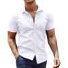 COOFANDY Men’s Dress Shirt Short Sleeve Button Down Shirts with Pocket(01- White)