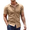 COOFANDY Men’s Dress Shirt Short Sleeve Button Down Shirts with Pocket(Khaki)