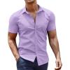 COOFANDY Men’s Dress Shirt Short Sleeve Button Down Shirts with Pocket(Lavender)