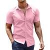 COOFANDY Men’s Dress Shirt Short Sleeve Button Down Shirts with Pocket(Pink)