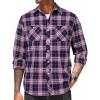 COOFANDY Men’s Flannel Plaid Shirts Long Sleeve Casual Button Down Shirt with Pockets(Black Pink Plaid)