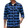 COOFANDY Men’s Flannel Plaid Shirts Long Sleeve Casual Button Down Shirt with Pockets(Blue)