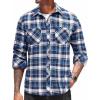 COOFANDY Men’s Flannel Plaid Shirts Long Sleeve Casual Button Down Shirt with Pockets(Blue White)
