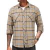 COOFANDY Men’s Flannel Plaid Shirts Long Sleeve Casual Button Down Shirt with Pockets(Khaki)