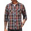 COOFANDY Men’s Flannel Plaid Shirts Long Sleeve Casual Button Down Shirt with Pockets(Khaki Red Plaid)