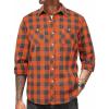COOFANDY Men’s Flannel Plaid Shirts Long Sleeve Casual Button Down Shirt with Pockets(Orange Grey Plaid)