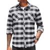 COOFANDY Men’s Flannel Plaid Shirts Long Sleeve Casual Button Down Shirt with Pockets(White)
