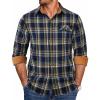 COOFANDY Mens Flannel Shirts Long Sleeve Button Down Shirt Casual Shirts Work Shirts for Men(Dark Blue)