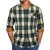 COOFANDY Mens Flannel Shirts Long Sleeve Button Down Shirt Casual Shirts Work Shirts for Men(Green)