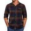 COOFANDY Mens Flannel Shirts Long Sleeve Button Down Shirt Casual Shirts Work Shirts for Men(Navy and Brown)