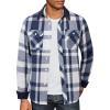 COOFANDY Mens Flannel Shirts Long Sleeve Fleece Plaid Jacket Casual Stylish Button Down Shirts with Pockets(Blue)