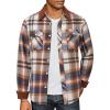 COOFANDY Mens Flannel Shirts Long Sleeve Fleece Plaid Jacket Casual Stylish Button Down Shirts with Pockets(Brown)