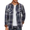 COOFANDY Mens Flannel Shirts Long Sleeve Fleece Plaid Jacket Casual Stylish Button Down Shirts with Pockets(Dark Navy)