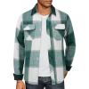 COOFANDY Mens Flannel Shirts Long Sleeve Fleece Plaid Jacket Casual Stylish Button Down Shirts with Pockets(Green)