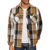 COOFANDY Mens Flannel Shirts Long Sleeve Fleece Plaid Jacket Casual Stylish Button Down Shirts with Pockets(Khaki)